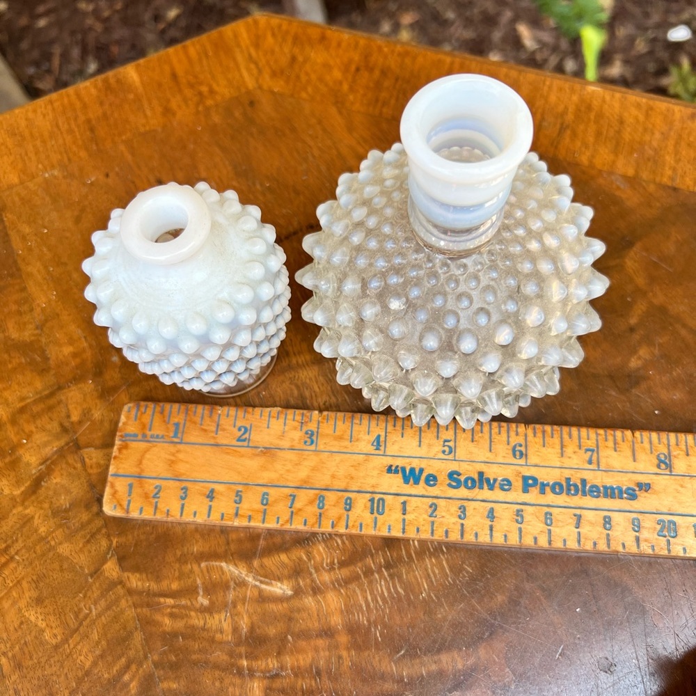Vintage Fenton Opalescent Glass Vases/ hobnail milk glass perfume bottles - Picture 5 of 6